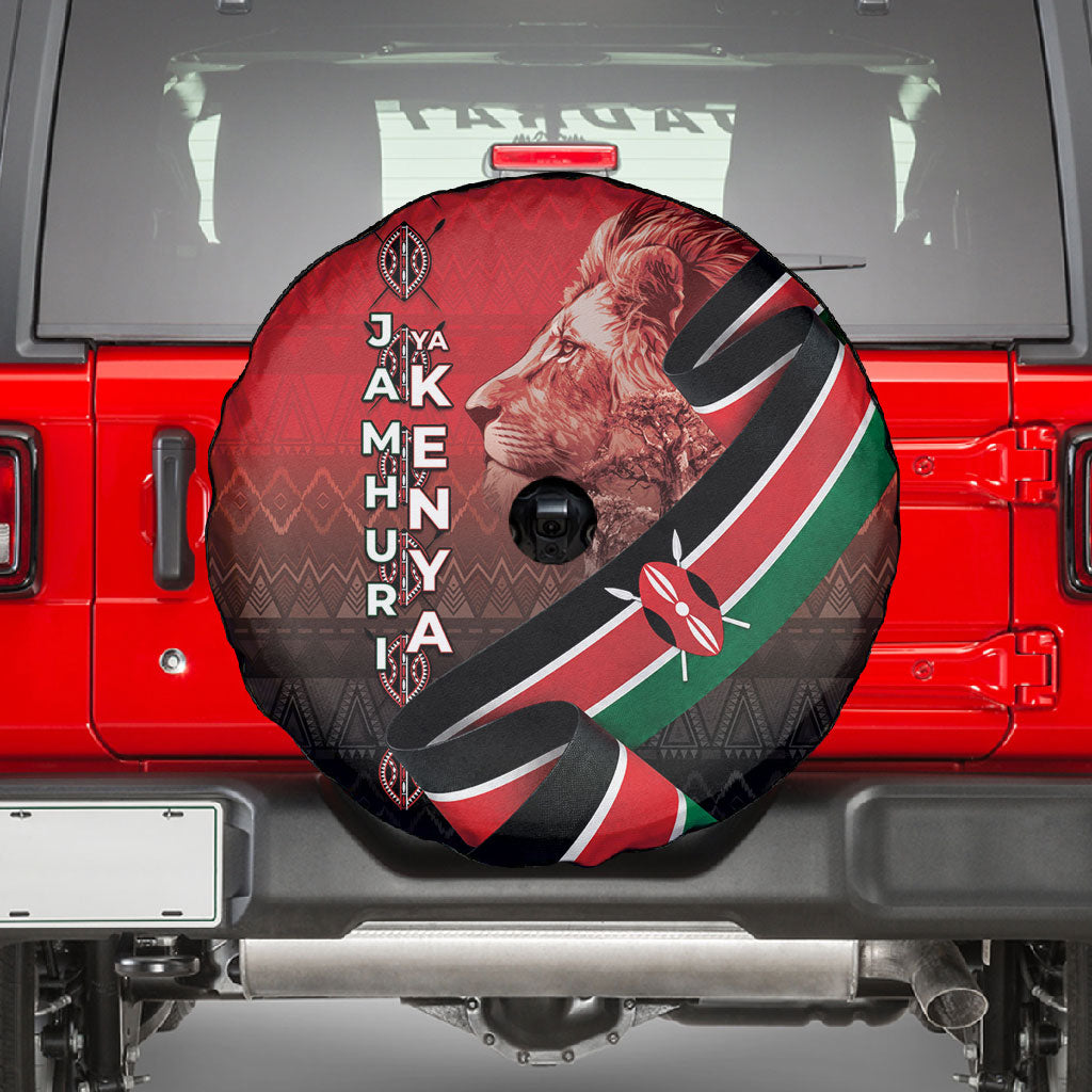 Jamhuri Ya Kenya Spare Tire Cover Patriotic Lion With Flag