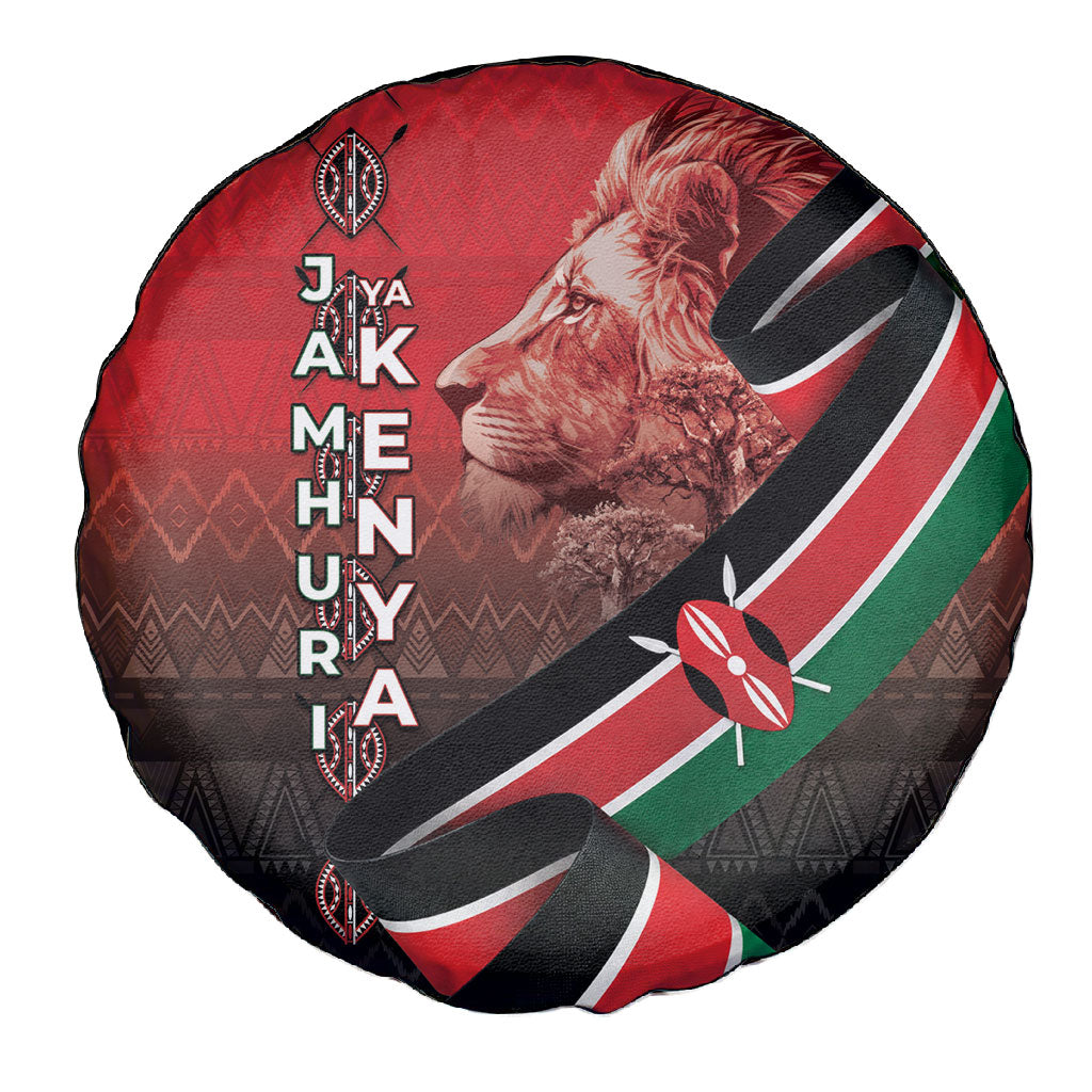 Jamhuri Ya Kenya Spare Tire Cover Patriotic Lion With Flag