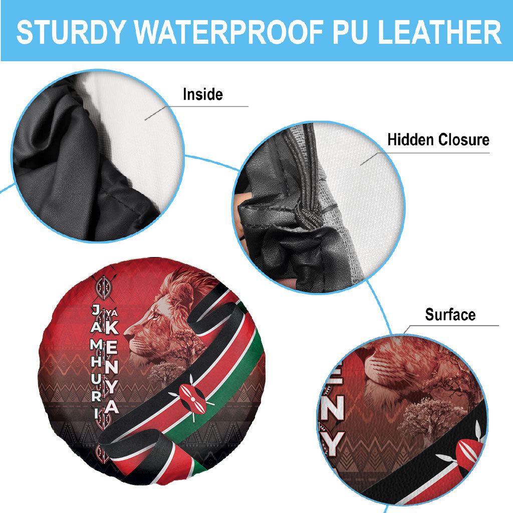Jamhuri Ya Kenya Spare Tire Cover Patriotic Lion With Flag