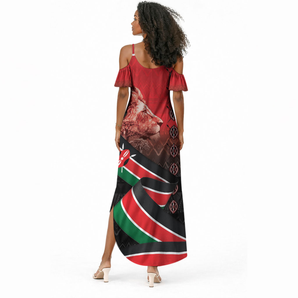 Jamhuri Ya Kenya Summer Maxi Dress Patriotic Lion With Flag