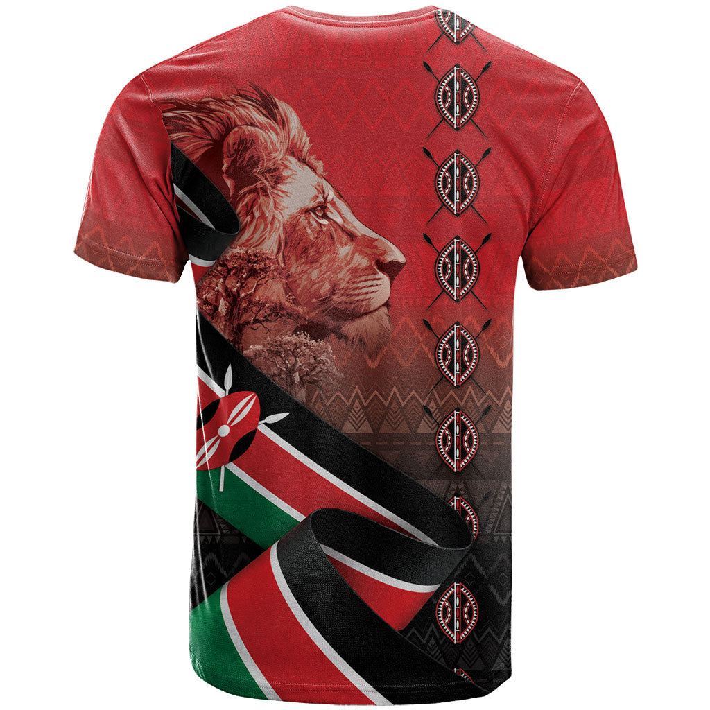 Jamhuri Ya Kenya T shirt Patriotic Lion With Flag