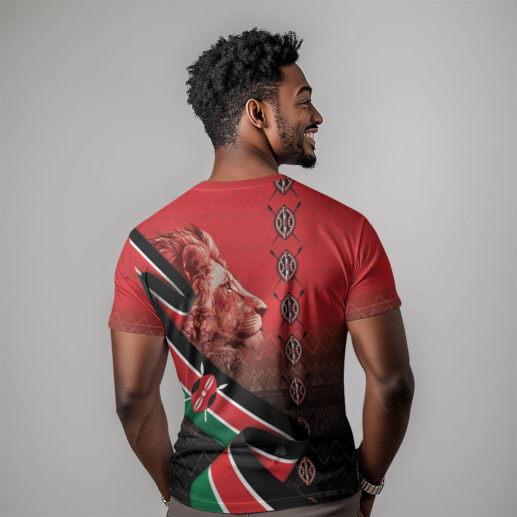 Jamhuri Ya Kenya T shirt Patriotic Lion With Flag
