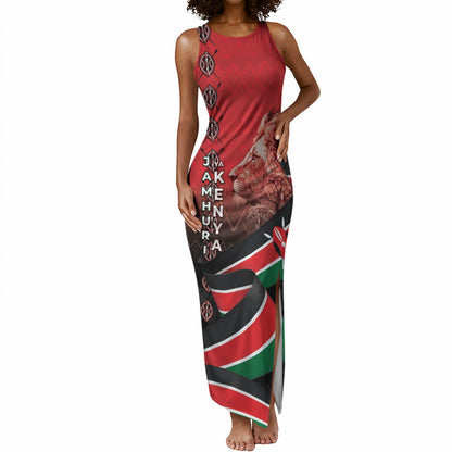 Jamhuri Ya Kenya Tank Maxi Dress Patriotic Lion With Flag