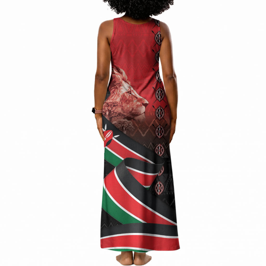Jamhuri Ya Kenya Tank Maxi Dress Patriotic Lion With Flag