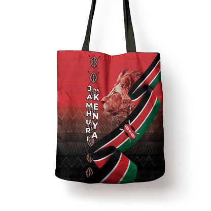 Jamhuri Ya Kenya Tote Bag Patriotic Lion With Flag
