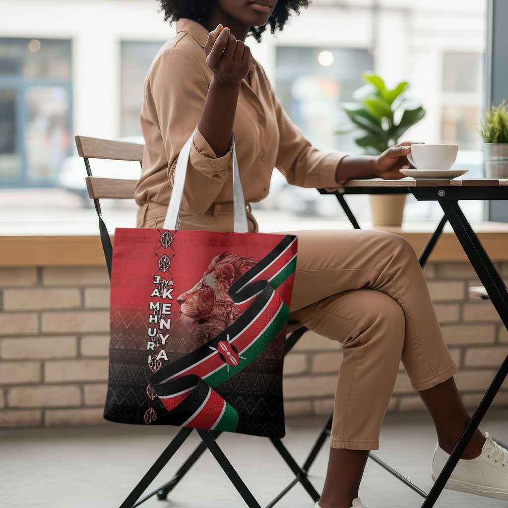 Jamhuri Ya Kenya Tote Bag Patriotic Lion With Flag
