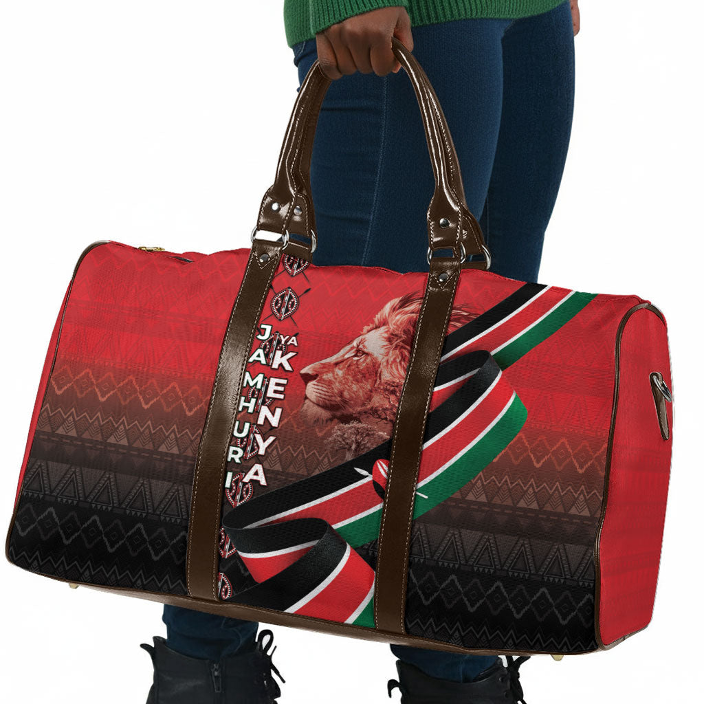 Jamhuri Ya Kenya Travel Bag Patriotic Lion With Flag