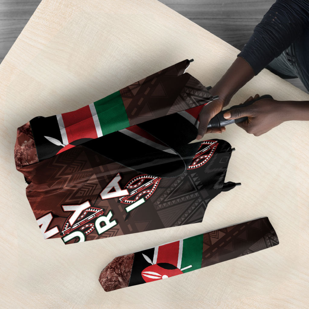 Jamhuri Ya Kenya Umbrella Patriotic Lion With Flag