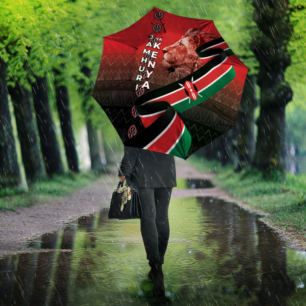 Jamhuri Ya Kenya Umbrella Patriotic Lion With Flag