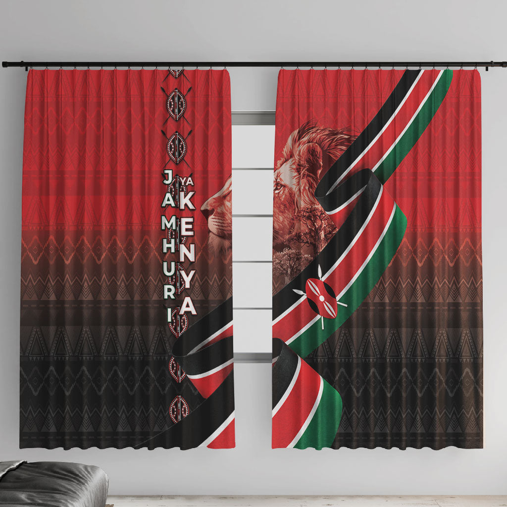 Jamhuri Ya Kenya Window Curtain Patriotic Lion With Flag