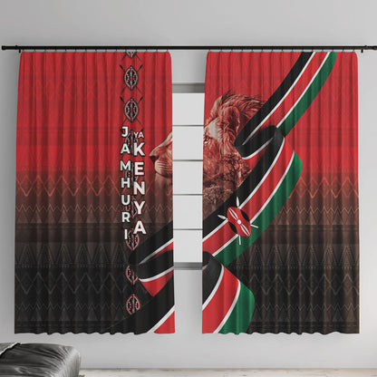Jamhuri Ya Kenya Window Curtain Patriotic Lion With Flag