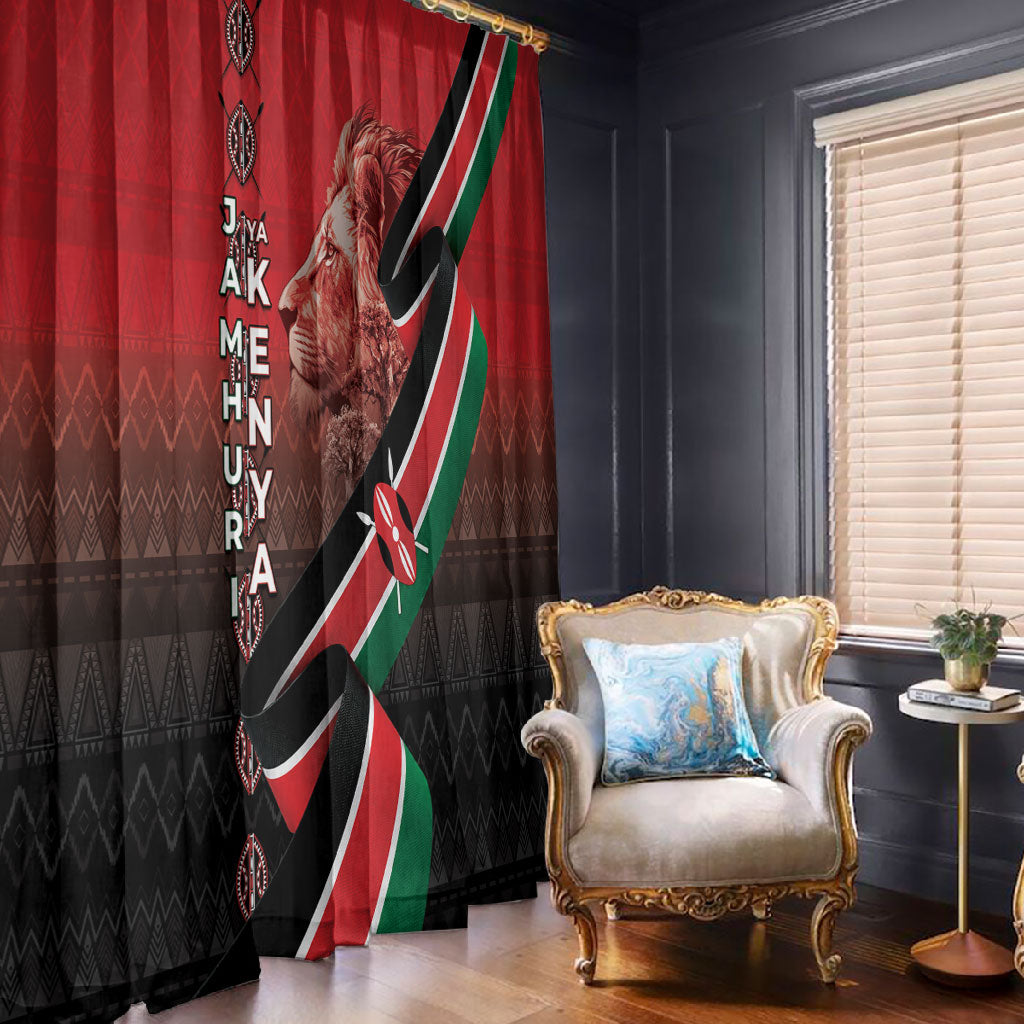Jamhuri Ya Kenya Window Curtain Patriotic Lion With Flag