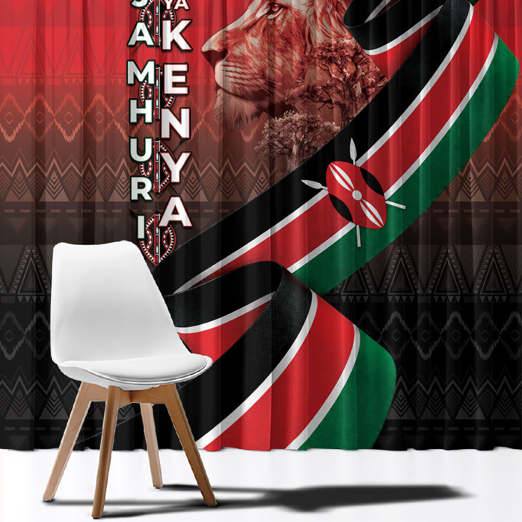 Jamhuri Ya Kenya Window Curtain Patriotic Lion With Flag