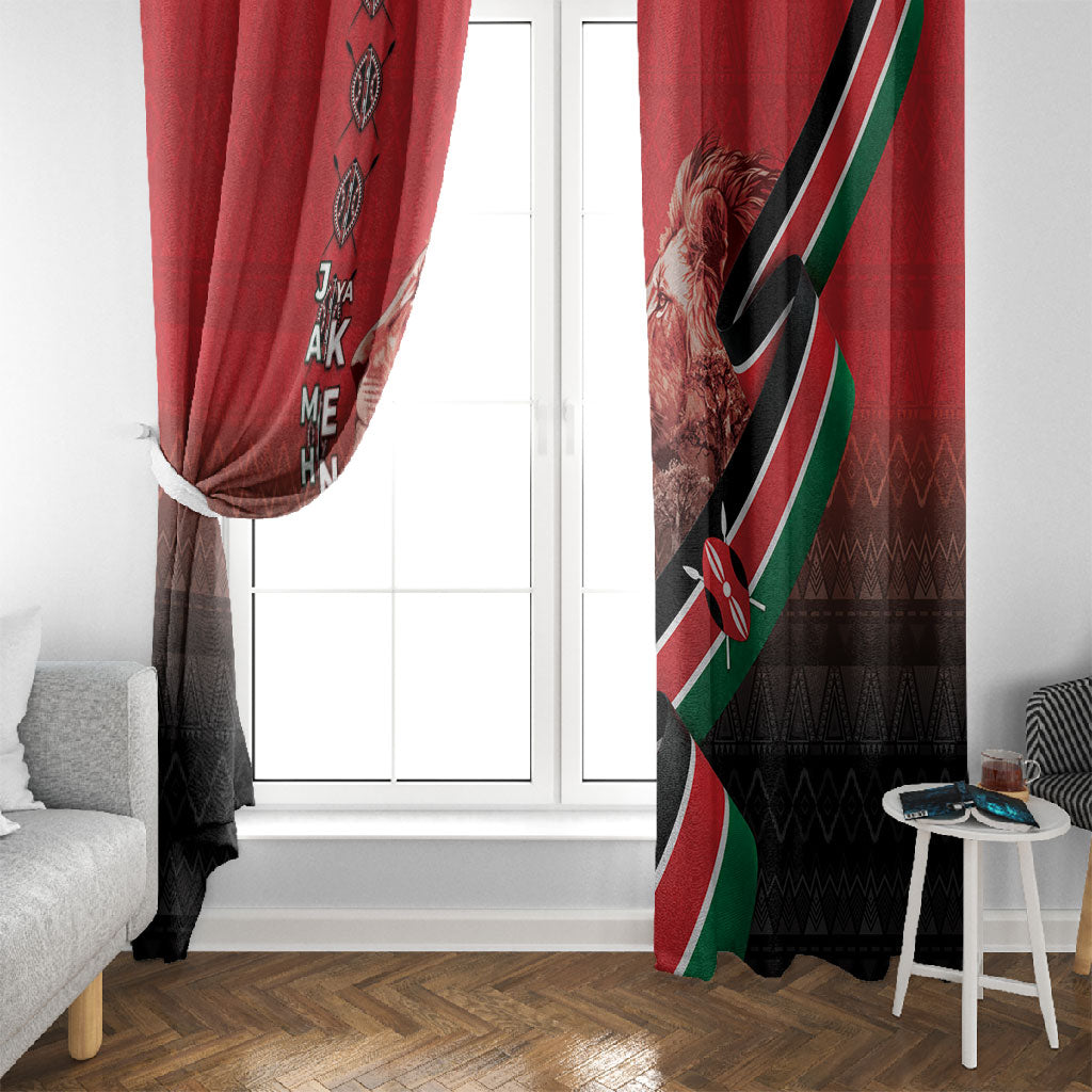 Jamhuri Ya Kenya Window Curtain Patriotic Lion With Flag