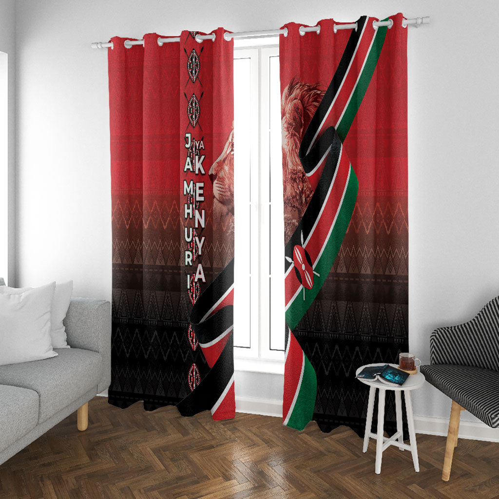 Jamhuri Ya Kenya Window Curtain Patriotic Lion With Flag