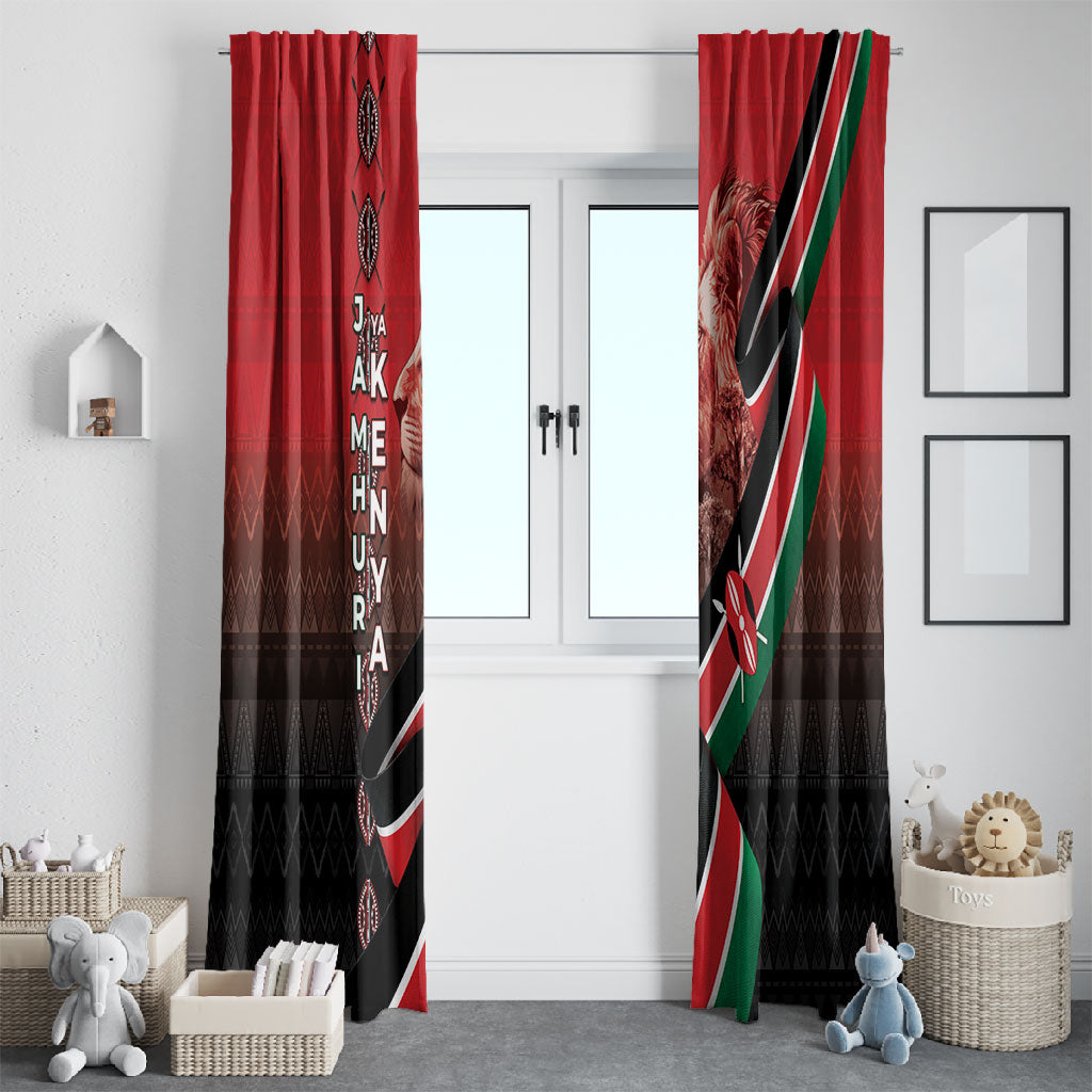 Jamhuri Ya Kenya Window Curtain Patriotic Lion With Flag