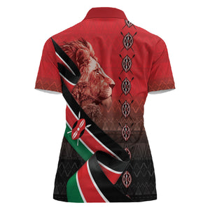 Jamhuri Ya Kenya Women Polo Shirt Patriotic Lion With Flag