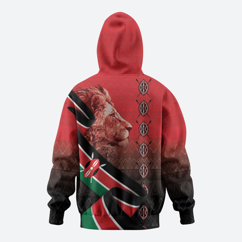 Jamhuri Ya Kenya Zip Hoodie Patriotic Lion With Flag