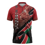 Jamhuri Ya Kenya Zipper Polo Shirt Patriotic Lion With Flag