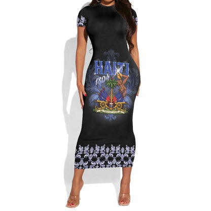 Haiti 1804 Short Sleeve Bodycon Dress Haitian Heritage Month