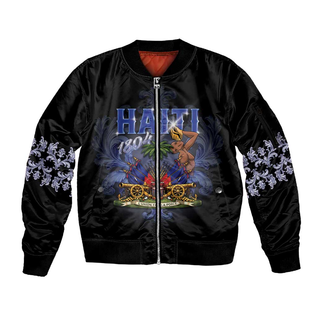 Haiti 1804 Sleeve Zip Bomber Jacket Haitian Heritage Month