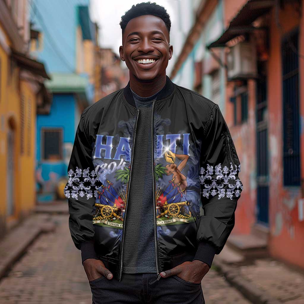 Haiti 1804 Sleeve Zip Bomber Jacket Haitian Heritage Month