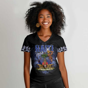 Haiti 1804 Women V-Neck T-Shirt Haitian Heritage Month