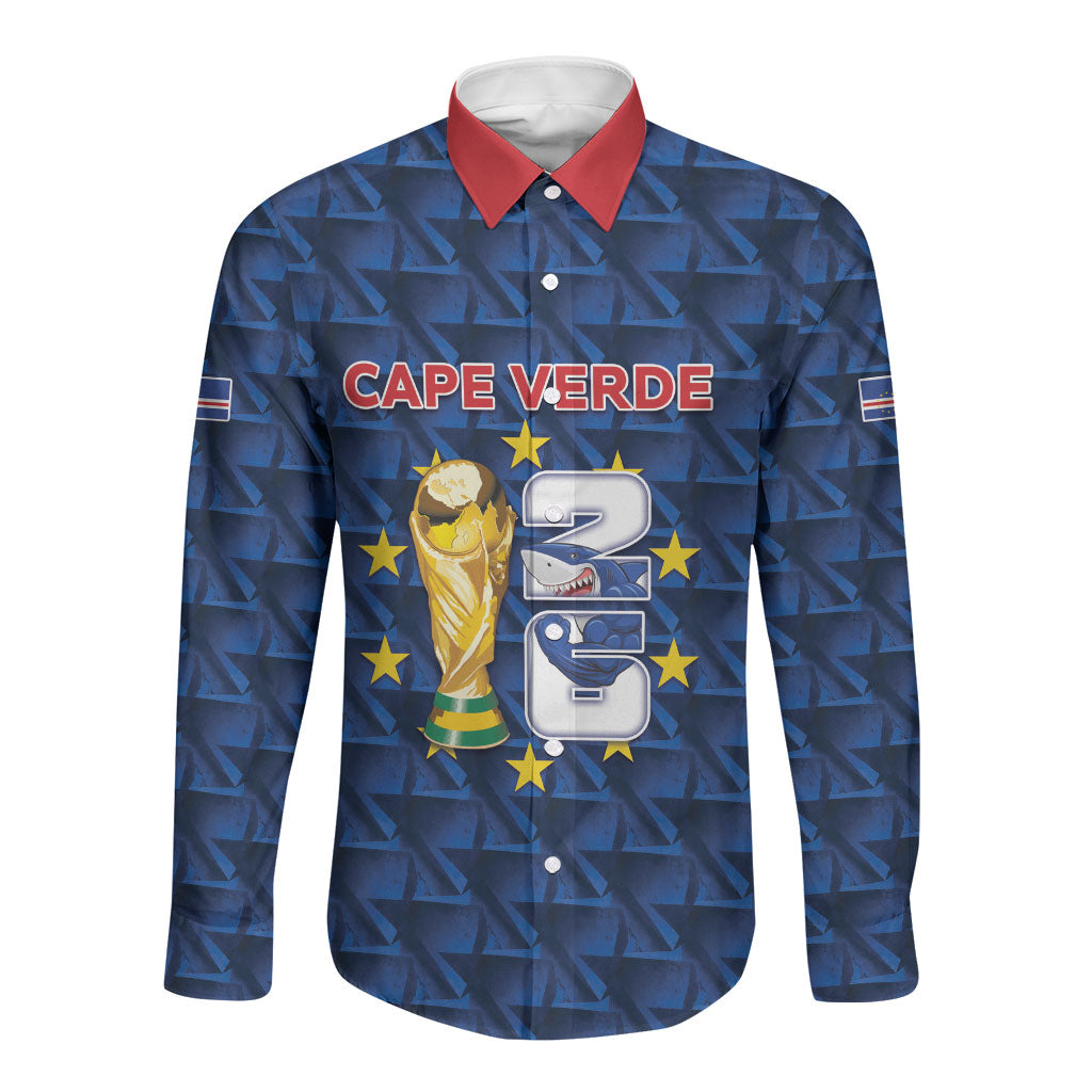 Custom Cabo Verde Football 2026 Long Sleeve Button Shirt Road To Glory