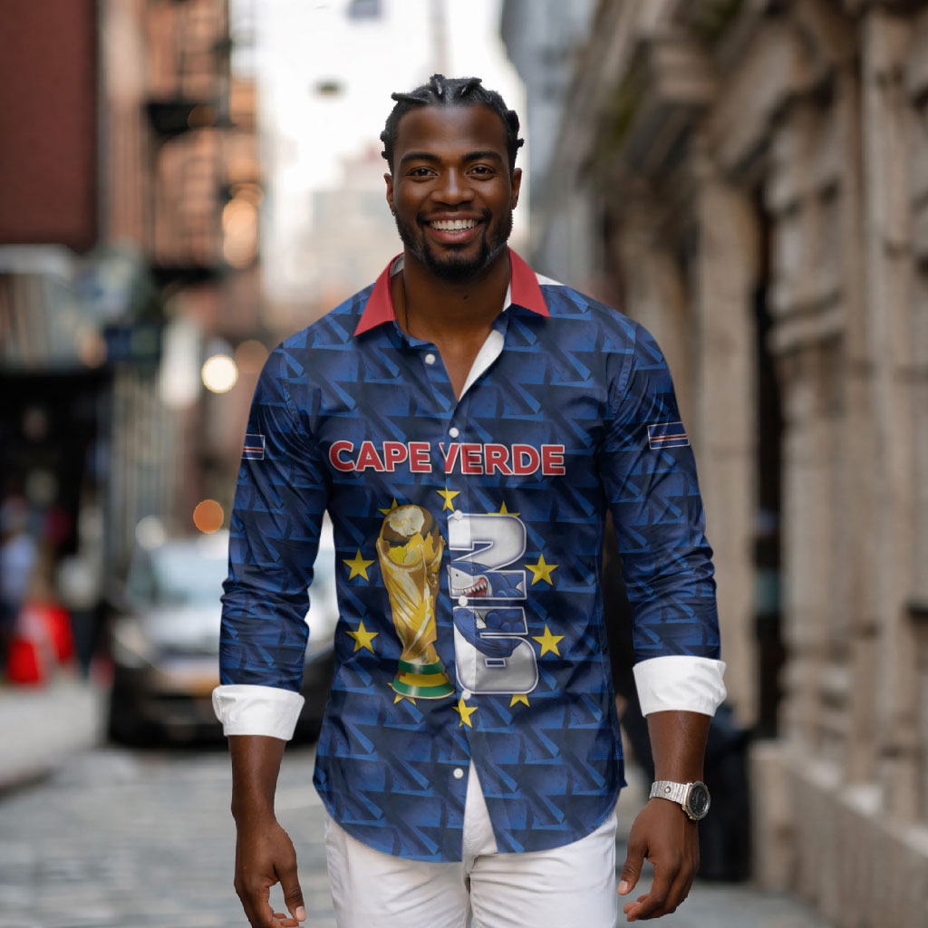Custom Cabo Verde Football 2026 Long Sleeve Button Shirt Road To Glory