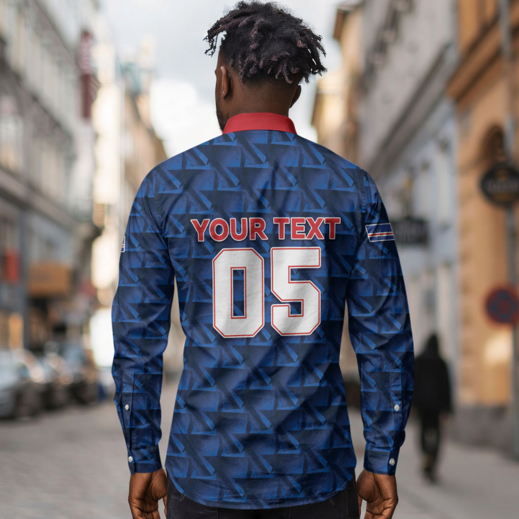 Custom Cabo Verde Football 2026 Long Sleeve Button Shirt Road To Glory