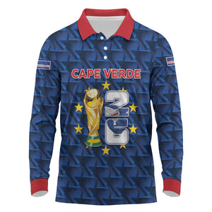 Custom Cabo Verde Football 2026 Long Sleeve Polo Shirt Road To Glory