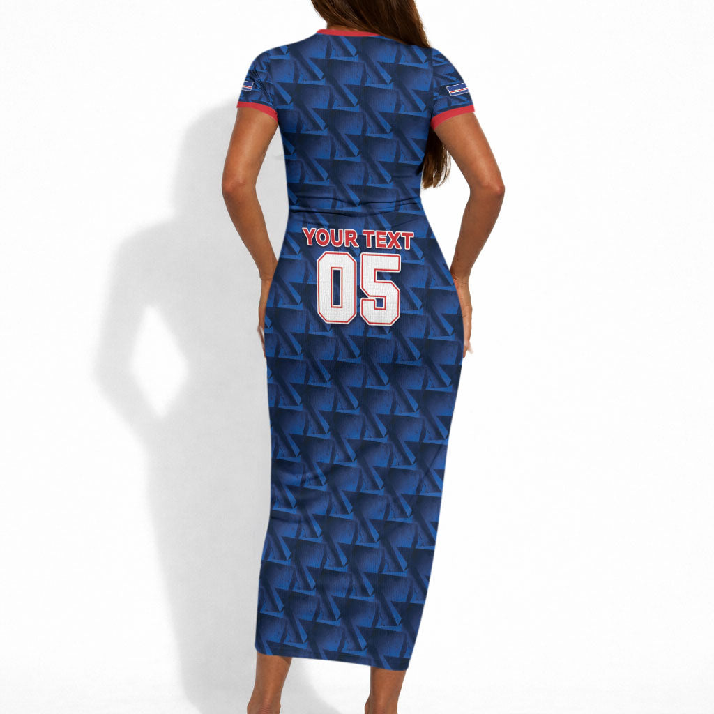 Custom Cabo Verde Football 2026 Short Sleeve Bodycon Dress Road To Glory