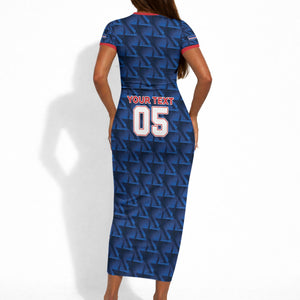 Custom Cabo Verde Football 2026 Short Sleeve Bodycon Dress Road To Glory