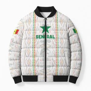 Custom Senegal Football 2026 Bomber Puffer Jacket Car Rapide-Inspired Pattern