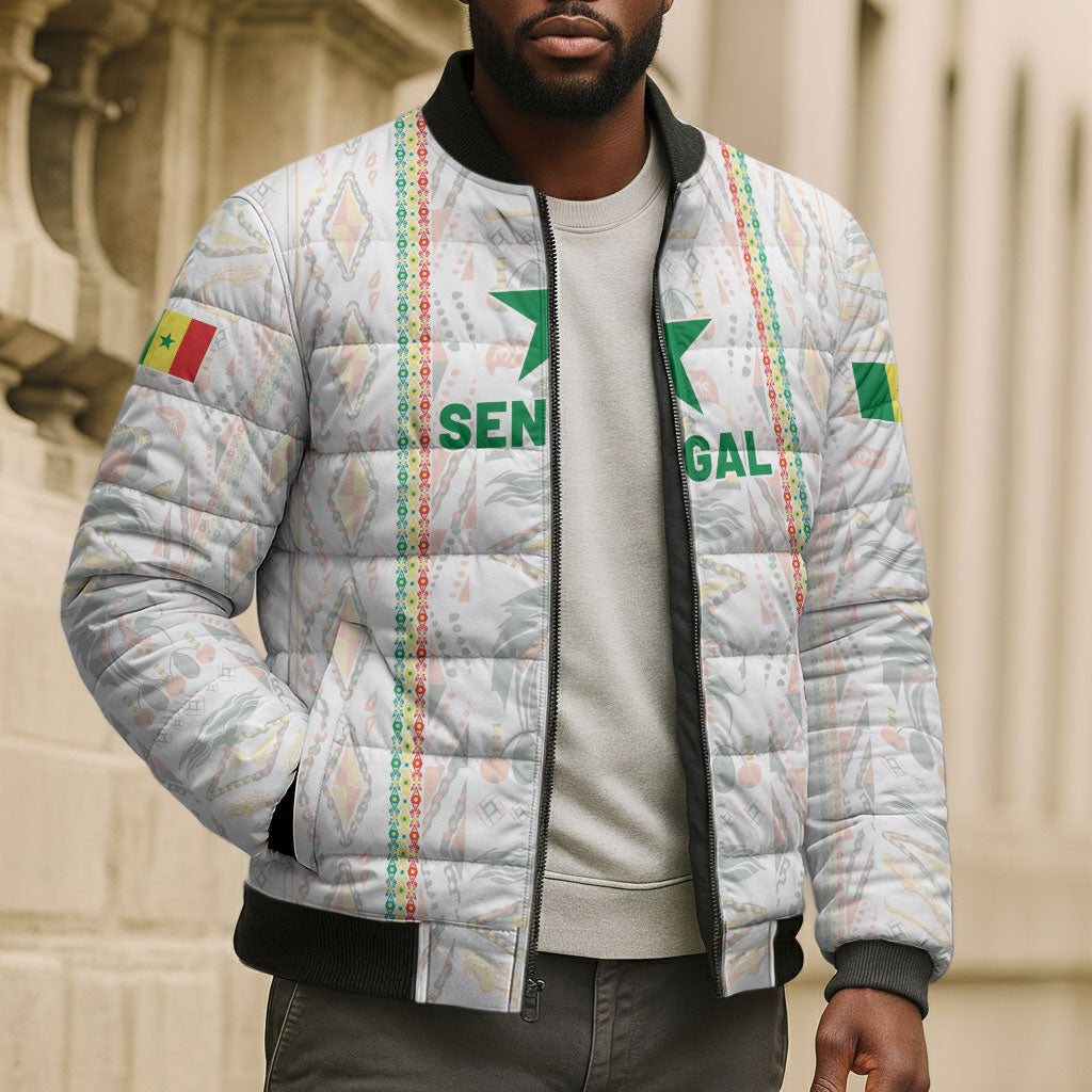 Custom Senegal Football 2026 Bomber Puffer Jacket Car Rapide-Inspired Pattern