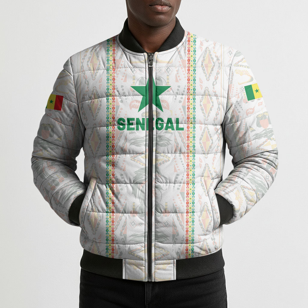 Custom Senegal Football 2026 Bomber Puffer Jacket Car Rapide-Inspired Pattern