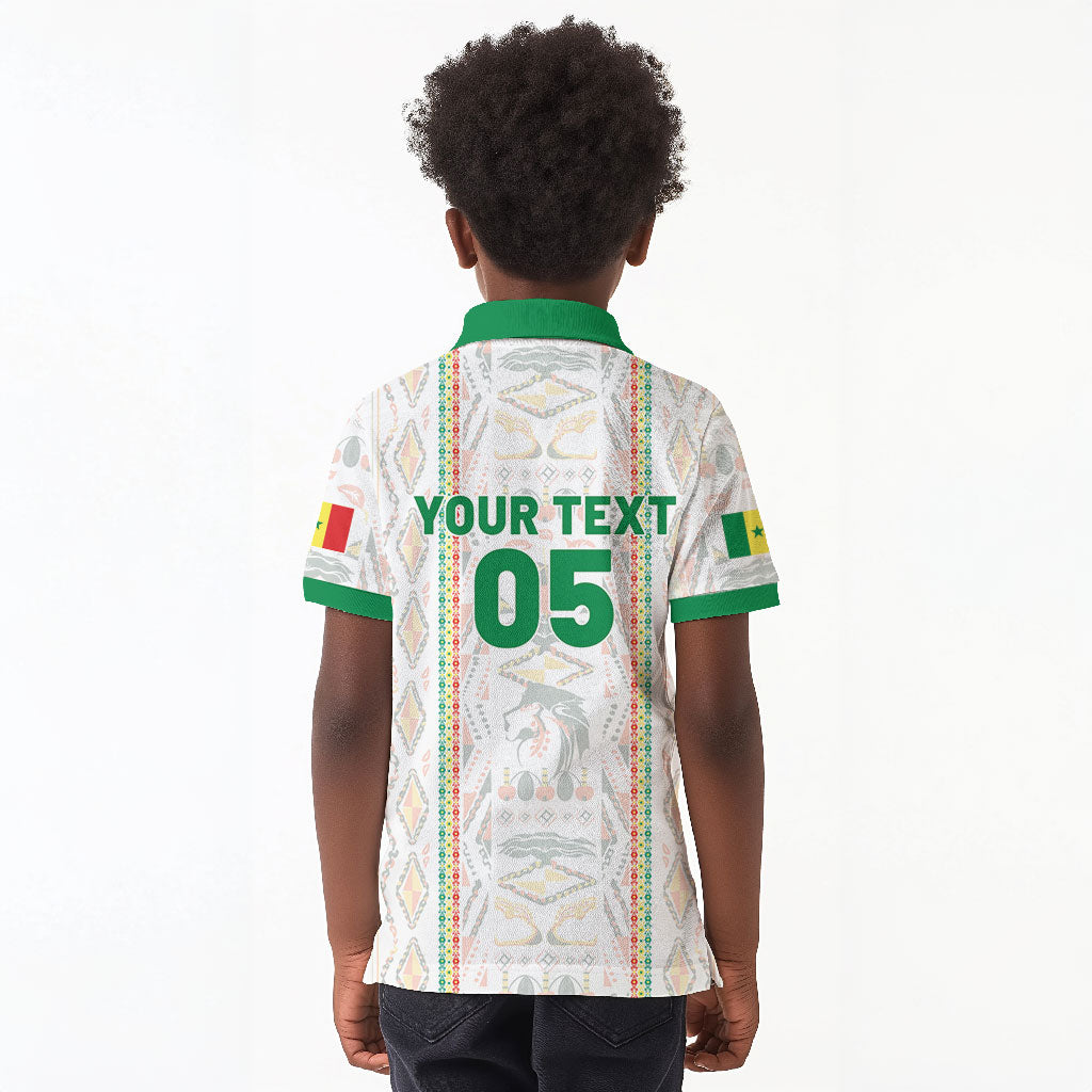 Custom Senegal Football 2026 Kid Polo Shirt Car Rapide-Inspired Pattern
