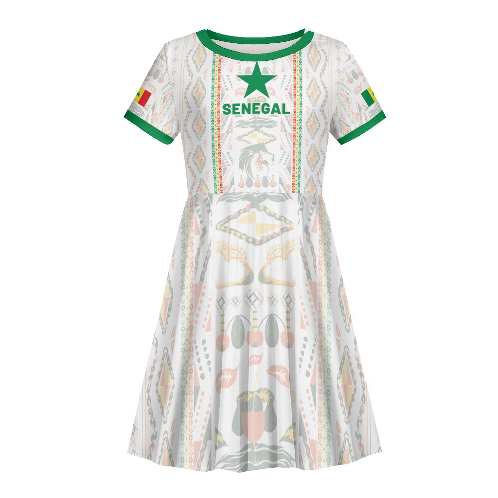 Custom Senegal Football 2026 Kid Short Sleeve Dress Car Rapide-Inspired Pattern