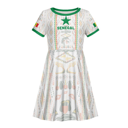 Custom Senegal Football 2026 Kid Short Sleeve Dress Car Rapide-Inspired Pattern