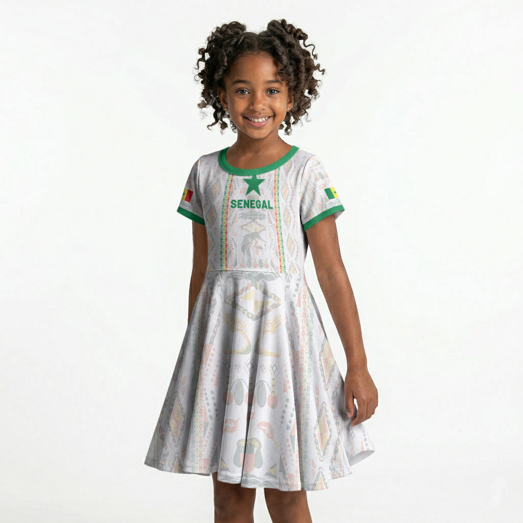 Custom Senegal Football 2026 Kid Short Sleeve Dress Car Rapide-Inspired Pattern