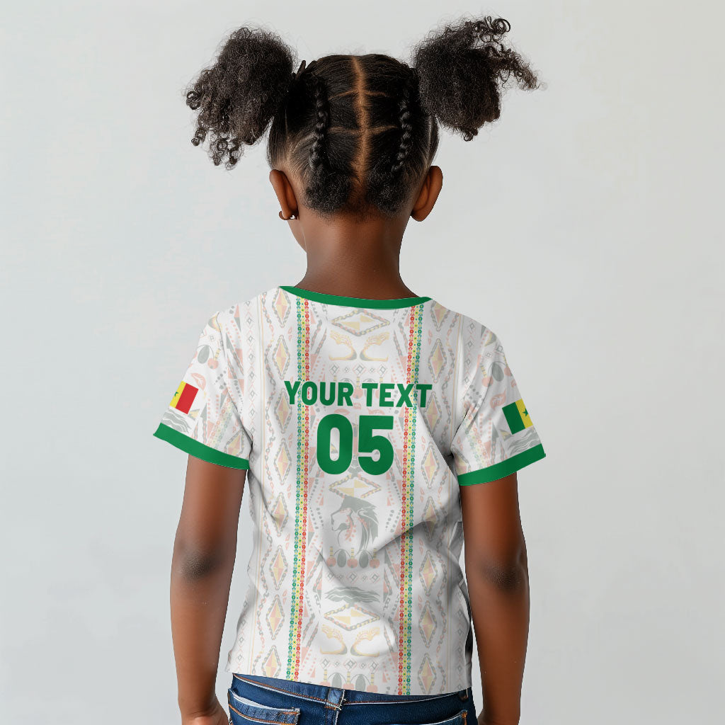 Custom Senegal Football 2026 Kid T shirt Car Rapide-Inspired Pattern