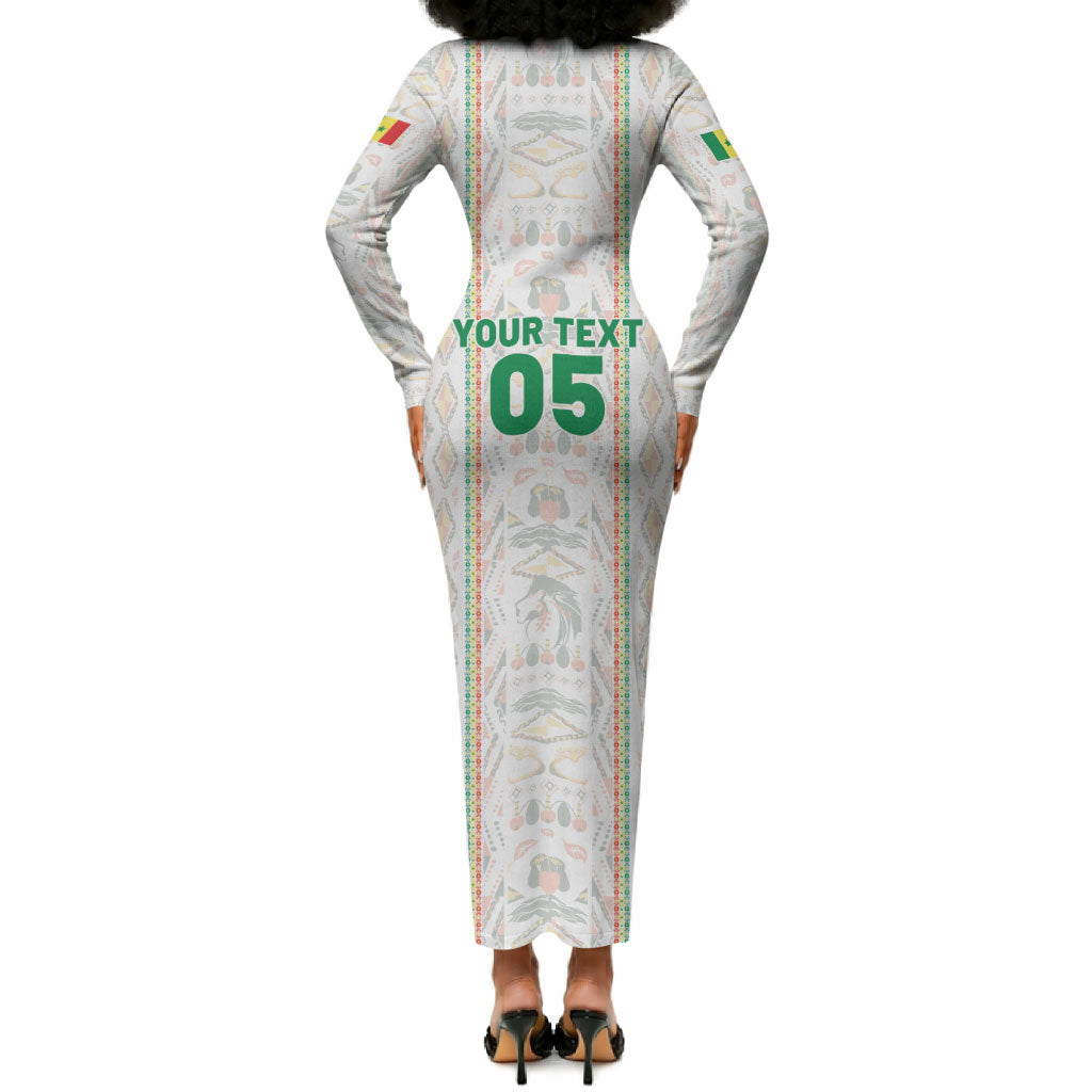 Custom Senegal Football 2026 Long Sleeve Bodycon Dress Car Rapide-Inspired Pattern
