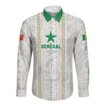 Custom Senegal Football 2026 Long Sleeve Button Shirt Car Rapide-Inspired Pattern