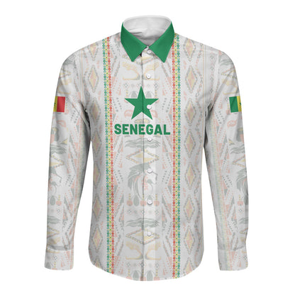 Custom Senegal Football 2026 Long Sleeve Button Shirt Car Rapide-Inspired Pattern