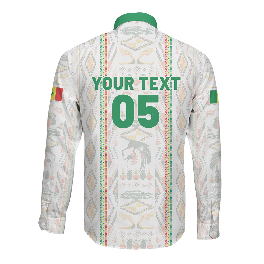 Custom Senegal Football 2026 Long Sleeve Button Shirt Car Rapide-Inspired Pattern