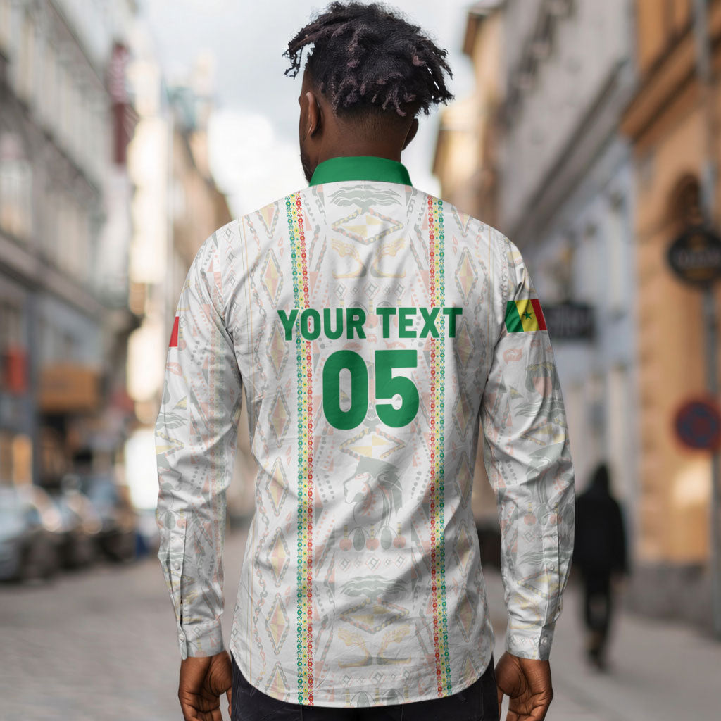 Custom Senegal Football 2026 Long Sleeve Button Shirt Car Rapide-Inspired Pattern