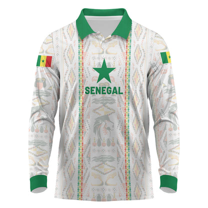 Custom Senegal Football 2026 Long Sleeve Polo Shirt Car Rapide-Inspired Pattern