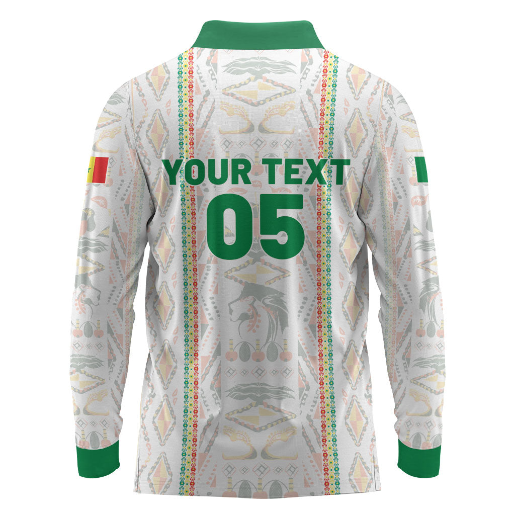 Custom Senegal Football 2026 Long Sleeve Polo Shirt Car Rapide-Inspired Pattern