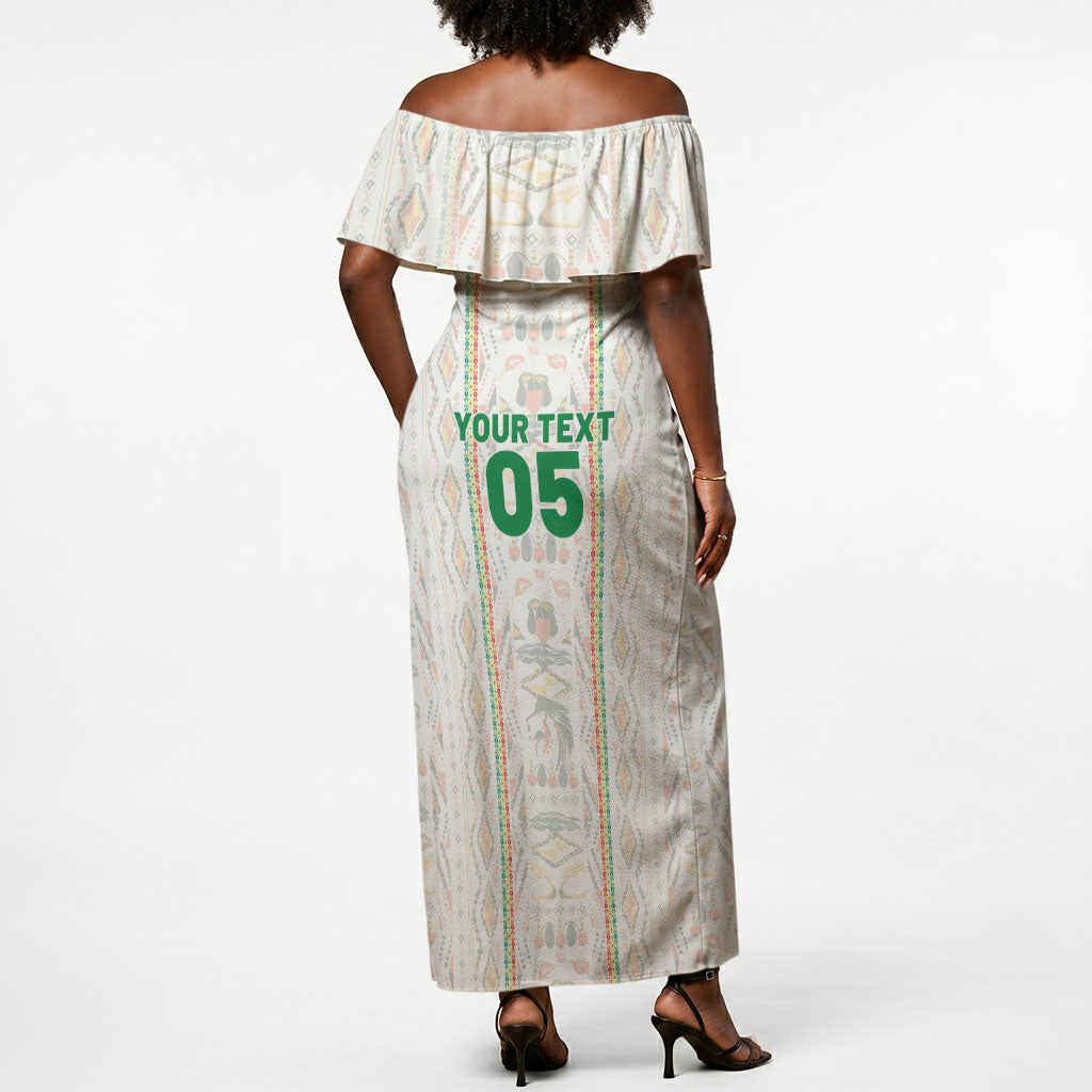 Custom Senegal Football 2026 Off Shoulder Maxi Dress Car Rapide-Inspired Pattern