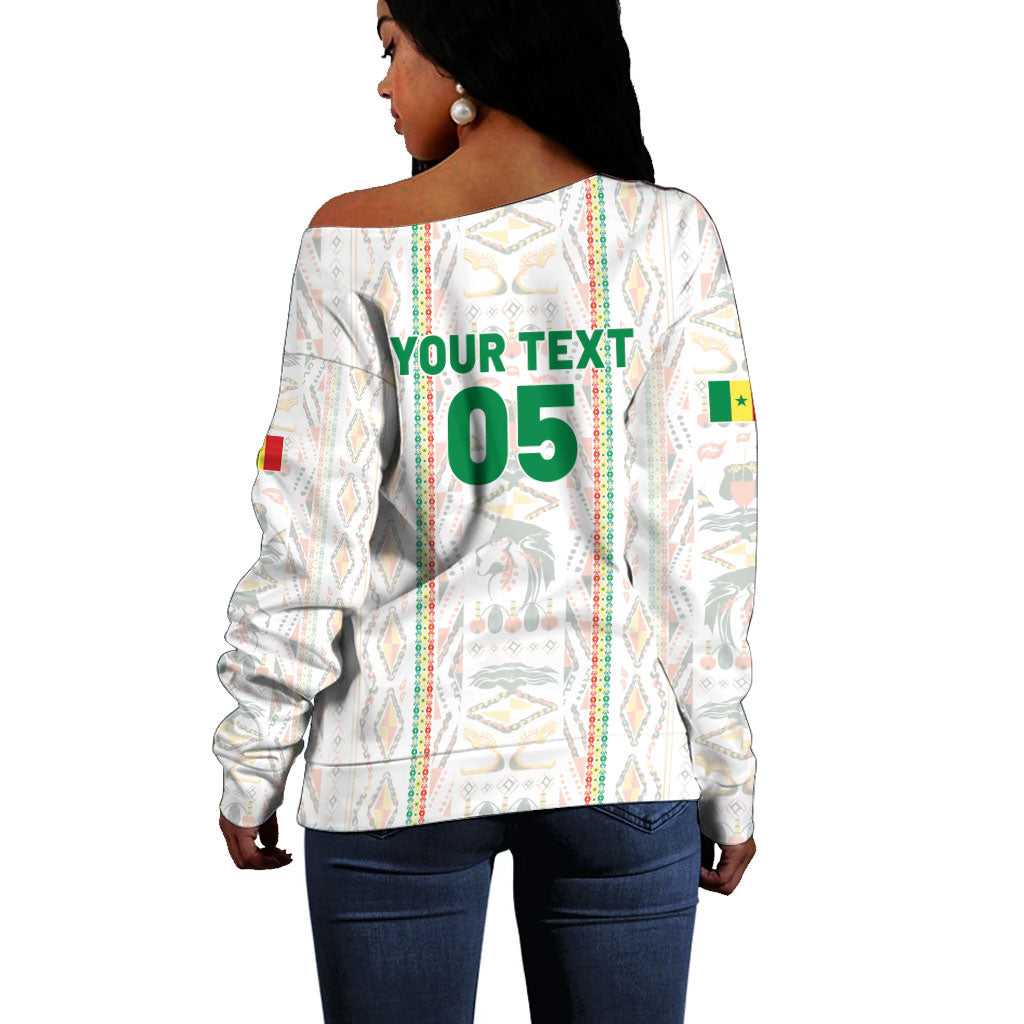 Custom Senegal Football 2026 Off Shoulder Sweater Car Rapide-Inspired Pattern